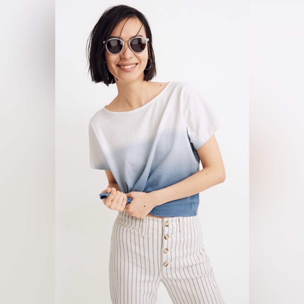 Madewell Dip-Dye Setlist Boxy Tee, Tranquil Lake, Size L